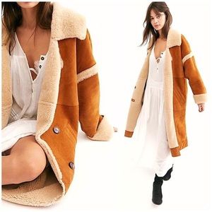 Free People Suede and Shearling Aspen Coat